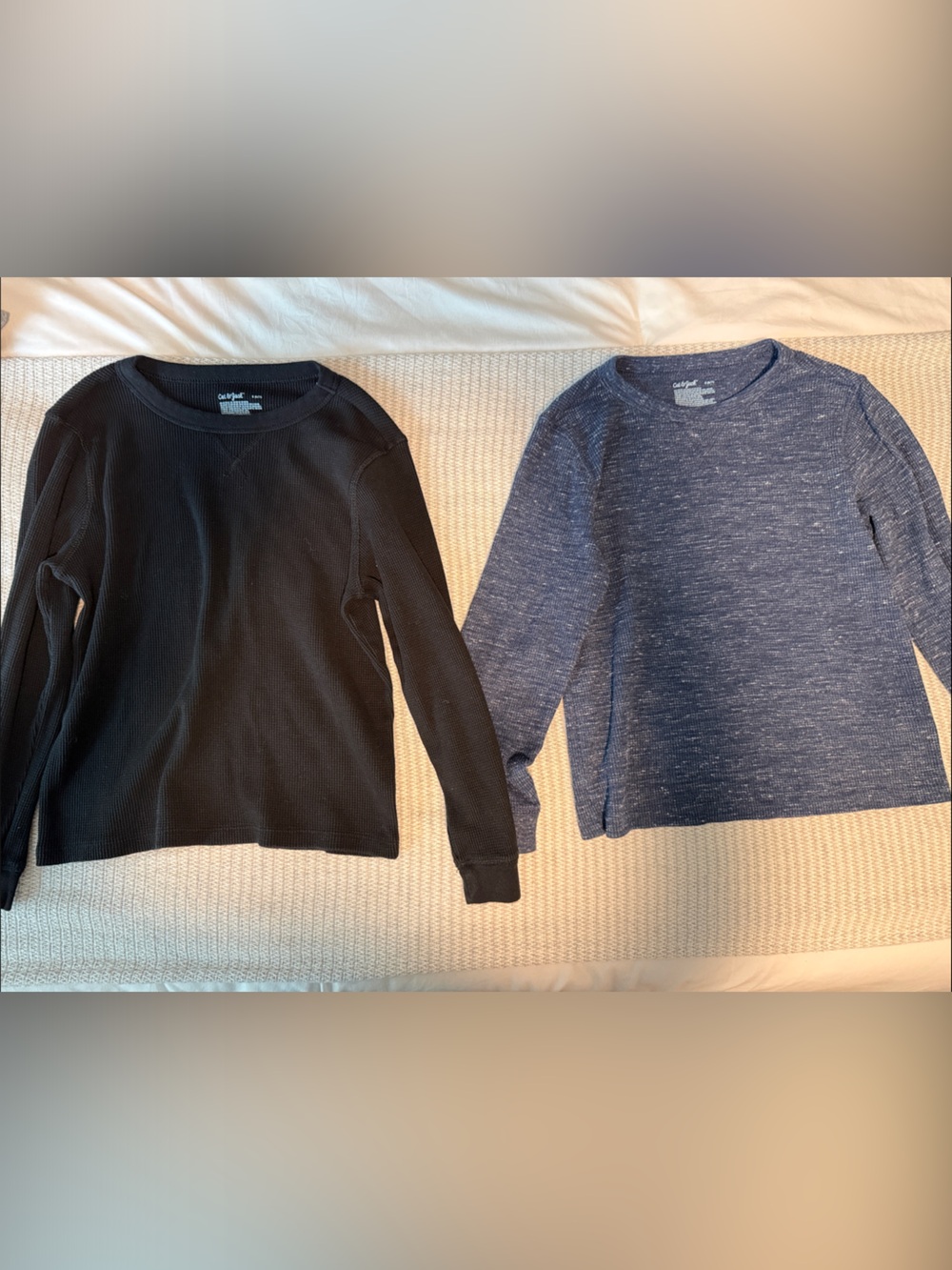 Cat & Jack Long-Sleeve Crew Tops - Black and Navy Heather
